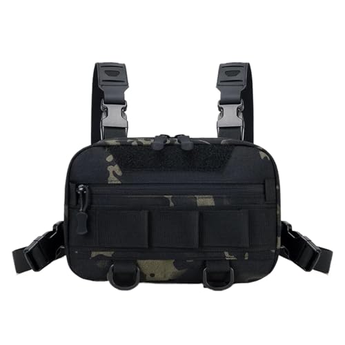 Angeltasche Angeln Brust Tasche Männer Training Taschen wasserdichte Nylon Klettern Camping Rucksäcke Outdoor Reise Weste Rucksack Taille Tasche für Angeln Wandern Camping Trekking(Black Green) von GOXQIT