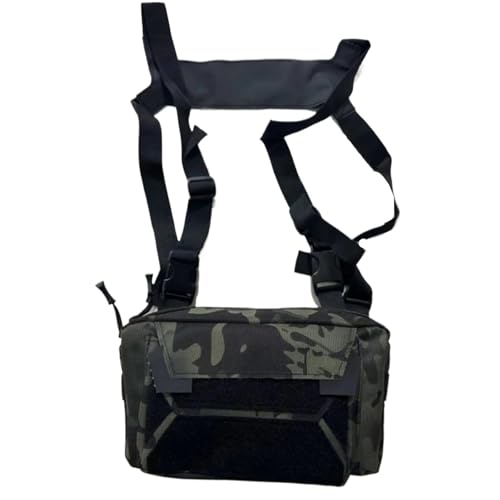 Angeltasche Angelweste Tasche Herren Angelköder Utility Tackle Brusttaschen Hüfttasche Outdoor Bergsteigen Camping Wandern für Angeln Wandern Camping Trekking(Style1 Black Green) von GOXQIT