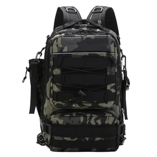 Angeltasche Camping Rucksack Angelgerät Lagerung Tasche Männer Outdoor Schulter Angeln Köder Ausrüstung Taschen Mit Rod Pole Halter Wandern Pack für Angeln Wandern Camping Trekking(Black Green) von GOXQIT