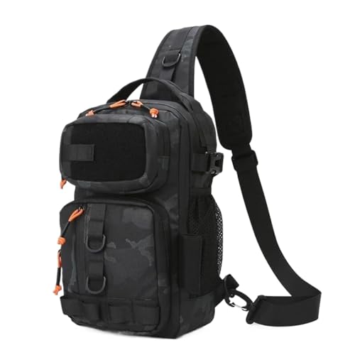 Angeltasche Männer Angelgerät Tasche Einzelne Schulter Umhängetasche Taille Pack Fisch Lockt Getriebe Utility Lagerung Angeln Box Brust Tasche für Angeln Wandern Camping Trekking(Black Gray) von GOXQIT