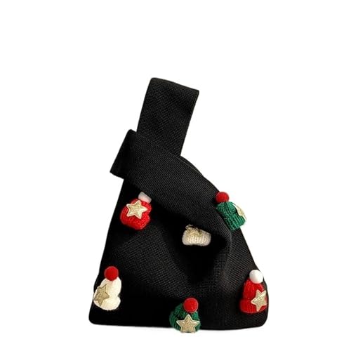 GOXQIT 2 Pcs Frauen Knoten Handgelenk Tasche for Dekoration Casual Stricken Handtasche Häkeln Armband Handtasche for Mädchen für Reisen(Black B) von GOXQIT