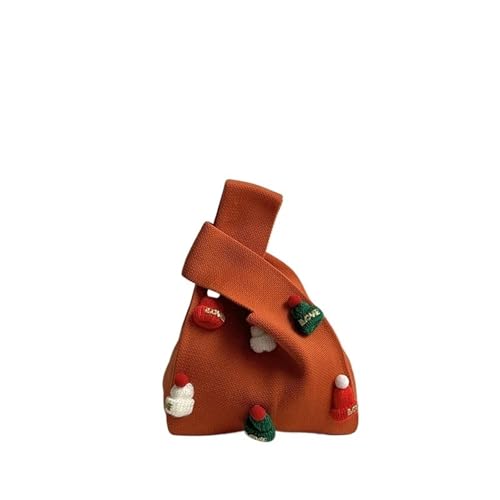 GOXQIT 2 Pcs Frauen Knoten Handgelenk Tasche for Dekoration Casual Stricken Handtasche Häkeln Armband Handtasche for Mädchen für Reisen(Orange A) von GOXQIT