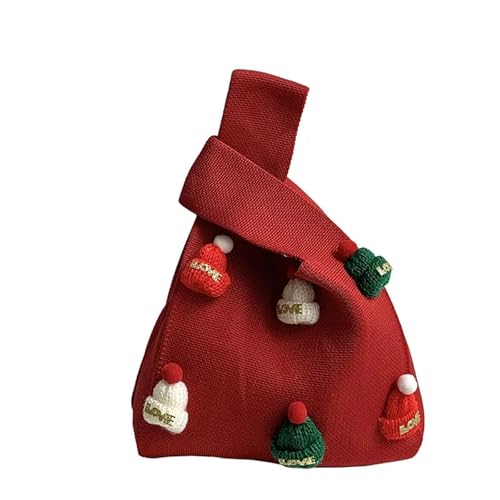 GOXQIT 2 Pcs Frauen Knoten Handgelenk Tasche for Dekoration Casual Stricken Handtasche Häkeln Armband Handtasche for Mädchen für Reisen(Red A) von GOXQIT