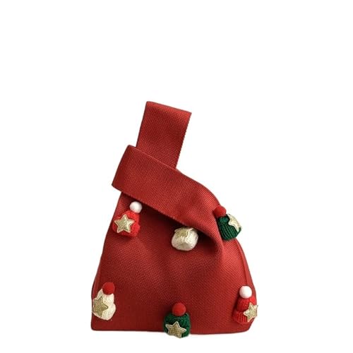 GOXQIT 2 Pcs Frauen Knoten Handgelenk Tasche for Dekoration Casual Stricken Handtasche Häkeln Armband Handtasche for Mädchen für Reisen(Red B) von GOXQIT