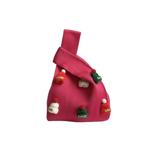 GOXQIT 2 Pcs Frauen Knoten Handgelenk Tasche for Dekoration Casual Stricken Handtasche Häkeln Armband Handtasche for Mädchen für Reisen(Rose red A) von GOXQIT