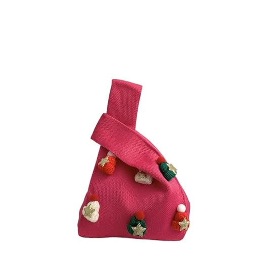 GOXQIT 2 Pcs Frauen Knoten Handgelenk Tasche for Dekoration Casual Stricken Handtasche Häkeln Armband Handtasche for Mädchen für Reisen(Rose red B) von GOXQIT