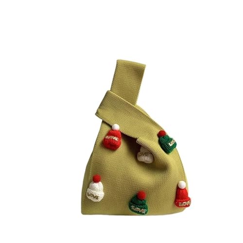 GOXQIT 2 Pcs Frauen Knoten Handgelenk Tasche for Dekoration Casual Stricken Handtasche Häkeln Armband Handtasche for Mädchen für Reisen(Yellow A) von GOXQIT