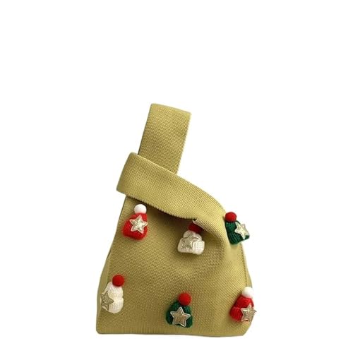GOXQIT 2 Pcs Frauen Knoten Handgelenk Tasche for Dekoration Casual Stricken Handtasche Häkeln Armband Handtasche for Mädchen für Reisen(Yellow B) von GOXQIT