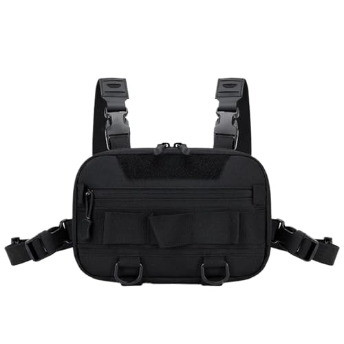 GOXQIT Angeltasche Angeln Brust Tasche Männer Training Taschen wasserdichte Nylon Klettern Camping Rucksäcke Outdoor Reise Weste Rucksack Taille Tasche für Angeln Wandern Camping Trekking(Black-A) von GOXQIT