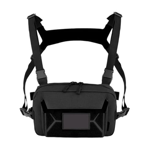 GOXQIT Angeltasche Angeln Brust Tasche Männer Training Taschen wasserdichte Nylon Klettern Camping Rucksäcke Outdoor Reise Weste Rucksack Taille Tasche für Angeln Wandern Camping Trekking(Black-B) von GOXQIT