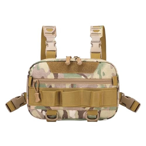 GOXQIT Angeltasche Angeln Brust Tasche Männer Training Taschen wasserdichte Nylon Klettern Camping Rucksäcke Outdoor Reise Weste Rucksack Taille Tasche für Angeln Wandern Camping Trekking(Brown) von GOXQIT
