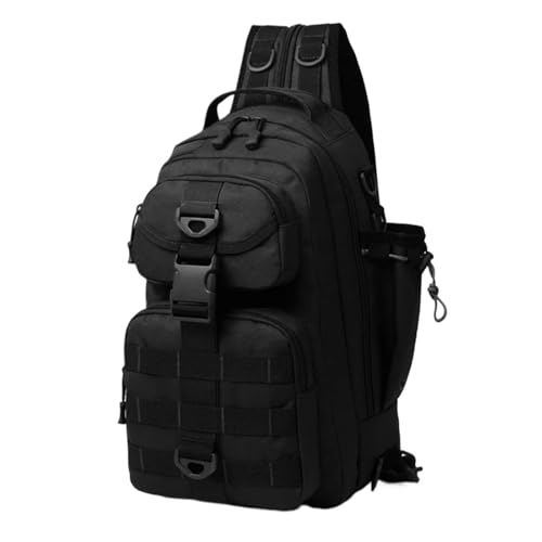 GOXQIT Angeltasche Angeln Locken Rucksack Männer Getriebe Lagerung Locken Brust Tasche Multifunktions Outdoor Reise Camping Sling Fisch Tackle Taschen für Angeln Wandern Camping Trekking(Black) von GOXQIT