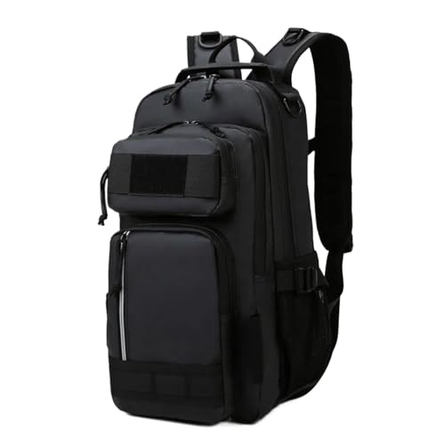 GOXQIT Angeltasche Angeln Locken Tasche Männer wasserdichte Angelrute Box Rucksack Multi-funktionale Outdoor Reise Wandern Camping Schulter Rucksack für Angeln Wandern Camping Trekking(Black) von GOXQIT