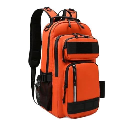 GOXQIT Angeltasche Angeln Locken Tasche Männer wasserdichte Angelrute Box Rucksack Multi-funktionale Outdoor Reise Wandern Camping Schulter Rucksack für Angeln Wandern Camping Trekking(Orange) von GOXQIT