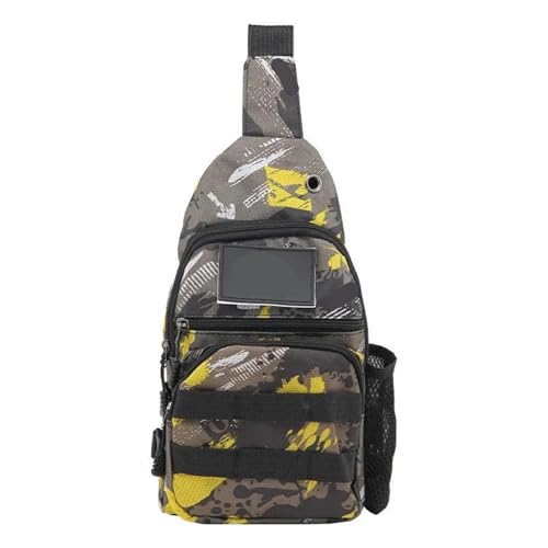 GOXQIT Angeltasche Angelrute Tasche Männer Wandern Umhängetaschen Angeln Locken Schulter Brust Taille Tasche Outdoor Reise Camping Fanny Pack für Angeln Wandern Camping Trekking(Gray Yellow) von GOXQIT