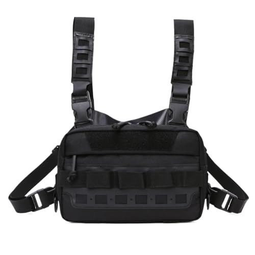 GOXQIT Angeltasche Angelweste Tasche Herren Angelköder Utility Tackle Brusttaschen Hüfttasche Outdoor Bergsteigen Camping Wandern für Angeln Wandern Camping Trekking(Black) von GOXQIT