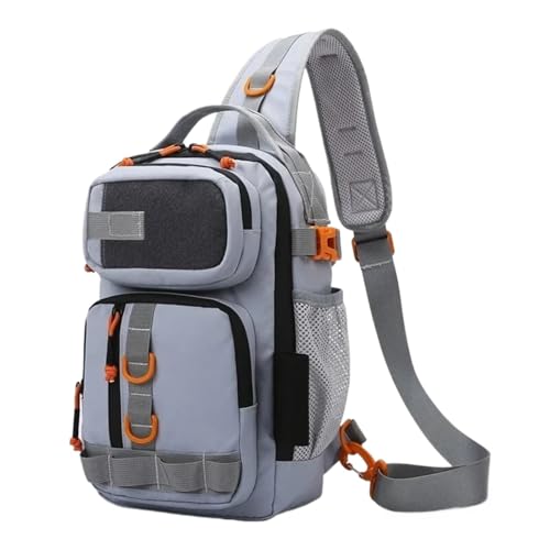 GOXQIT Angeltasche Männer Angelgerät Tasche Einzelne Schulter Umhängetasche Taille Pack Fisch Lockt Getriebe Utility Lagerung Angeln Box Brust Tasche für Angeln Wandern Camping Trekking(Grey) von GOXQIT