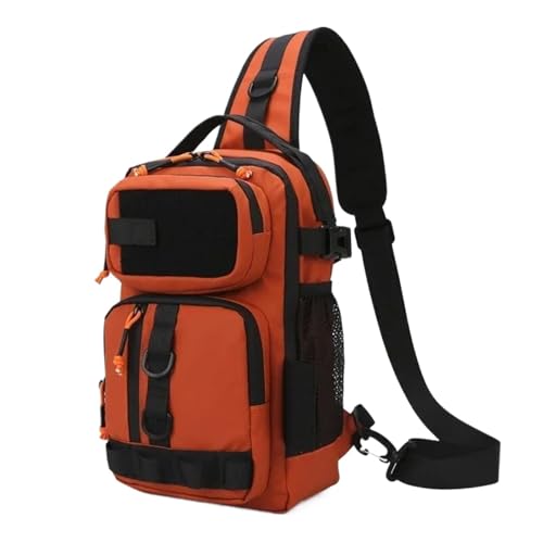 GOXQIT Angeltasche Männer Angelgerät Tasche Einzelne Schulter Umhängetasche Taille Pack Fisch Lockt Getriebe Utility Lagerung Angeln Box Brust Tasche für Angeln Wandern Camping Trekking(Orange) von GOXQIT