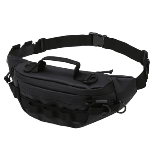 GOXQIT Angeltasche Männer Fanny Pack wasserdichte Angelgerät Tasche Multifunktionale Zipper Lagerung Tasche Anti-Diebstahl for Outdoor Camping für Angeln Wandern Camping Trekking(Black) von GOXQIT