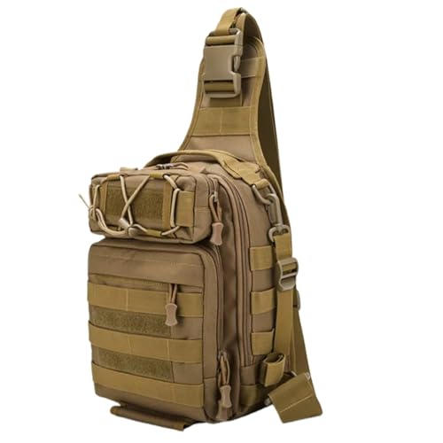 GOXQIT Angeltasche Outdoor Brust Männer Angeln Tasche Multifunktions Sling Einzelne Schulter Taschen Camping Wandern Handtasche für Angeln Wandern Camping Trekking(Khaki) von GOXQIT