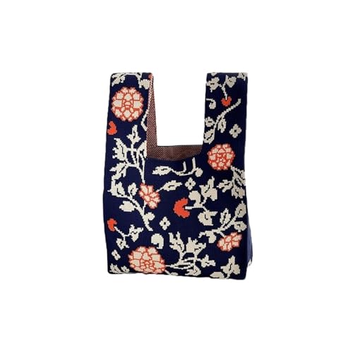 GOXQIT Damen Umhängetasche for Einkaufen, lässige Strick-Armbandtasche, Strick-Handtasche for Partys für Reisen(Blue) von GOXQIT