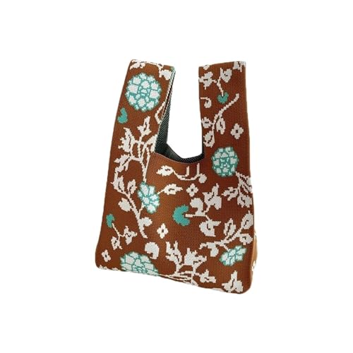 GOXQIT Damen Umhängetasche for Einkaufen, lässige Strick-Armbandtasche, Strick-Handtasche for Partys für Reisen(Brown) von GOXQIT