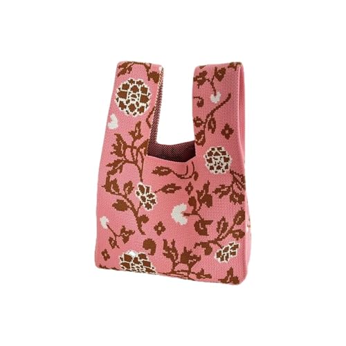 GOXQIT Damen Umhängetasche for Einkaufen, lässige Strick-Armbandtasche, Strick-Handtasche for Partys für Reisen(Red) von GOXQIT