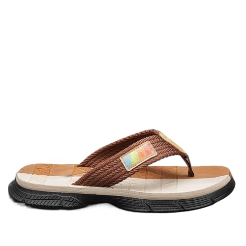 GOXQIT Flip Flops Herren Flip-Flops Gurtband Farbblockierte Sohlen Lässiger Stil Outdoor Strand Hausschuhe für Grip und Halt(Color2,40) von GOXQIT