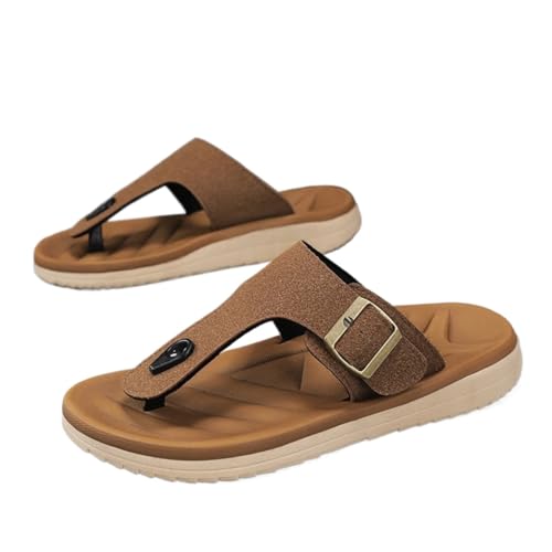 GOXQIT Flip Flops Sommer-Flip-Flops for Herren mit weichen Sohlen und doppeltem Verwendungszweck for den lässigen Outdoor- und rutschfesten Strand für Grip und Halt(Color3,46) von GOXQIT