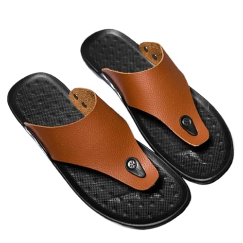 GOXQIT Flip Flops Sommer Herren Hausschuhe Outdoor Strand Weich Bequem Mann Schuh Slip Rutschfeste Flip Flops Reise Sandale für Grip und Halt(Color3,40) von GOXQIT