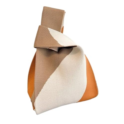 GOXQIT Gestrickte Handgelenktasche for Einkaufen Große Handgelenktasche Elegante Clutch Abendtasche for Mädchen für Reisen(ORANGE) von GOXQIT