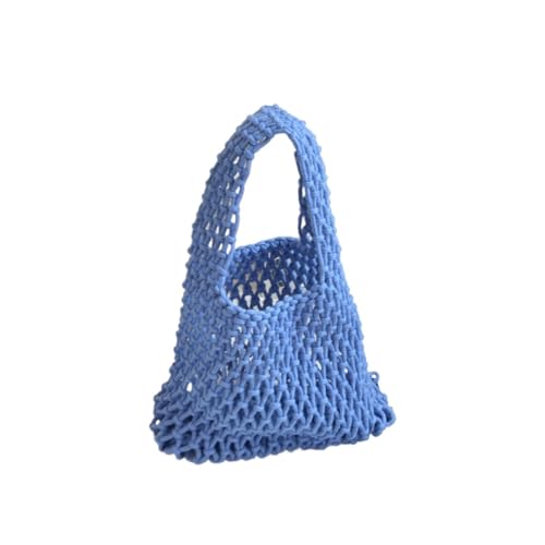 GOXQIT Sommer Tragetaschen for den Strand Stricken Strand Schultertasche aushöhlen Handtasche for Damen für Reisen(Blue) von GOXQIT