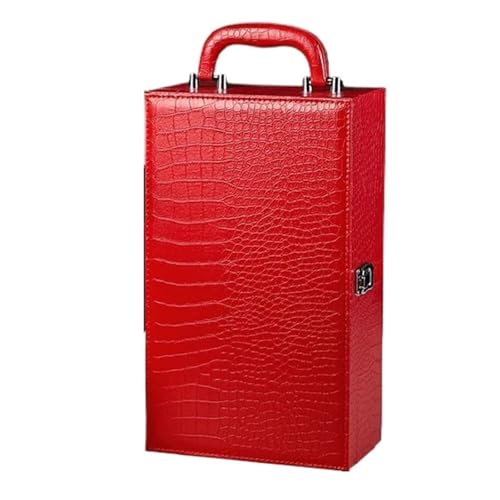 GOXQIT Weinbeutel Flaschenweinverpackungsbox aus Ledermaterial Rotweinverpackung Doppelte Weinbox(Red) von GOXQIT