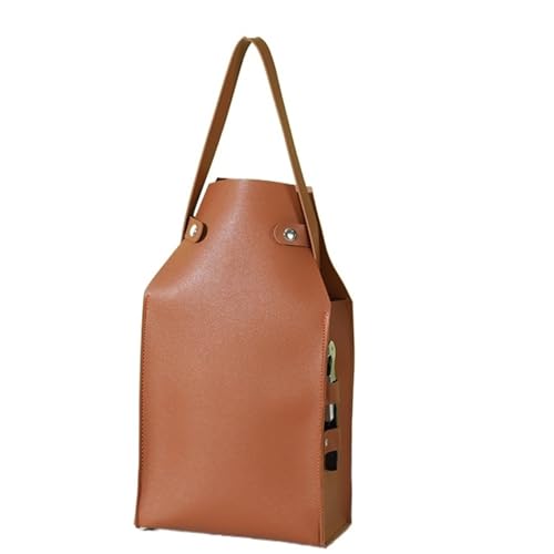 GOXQIT Weinbeutel Pu-Leder-Verpackungstasche for Rotwein mit Griffen, Wiederverwendbare Weinträger-Handtasche, Champagner-Verpackungstasche for Zwei Flaschen(Brown) von GOXQIT