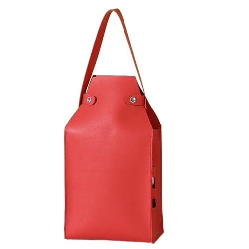 GOXQIT Weinbeutel Pu-Leder-Verpackungstasche for Rotwein mit Griffen, Wiederverwendbare Weinträger-Handtasche, Champagner-Verpackungstasche for Zwei Flaschen(Red) von GOXQIT