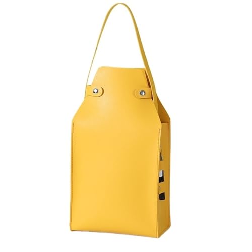 GOXQIT Weinbeutel Pu-Leder-Verpackungstasche for Rotwein mit Griffen, Wiederverwendbare Weinträger-Handtasche, Champagner-Verpackungstasche for Zwei Flaschen(Yellow) von GOXQIT