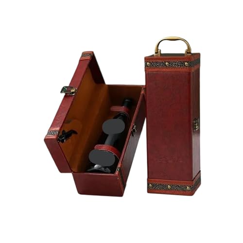 GOXQIT Weinbeutel Weinflaschenbox aus PU-Leder for Zuhause, Aufbewahrungsbox, Weinhalter, Lederbox, Rotweinbox(Brown01) von GOXQIT