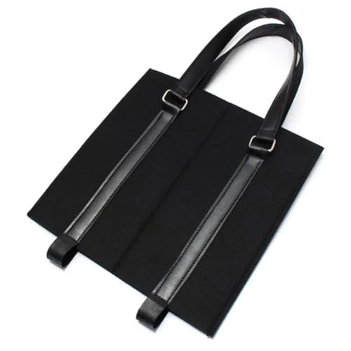 GOXQIT Weinbeutel Weintasche for 2 Flaschen mit Trennwand, Wiederverwendbare Weinflaschentasche, Weinflaschentasche, Weintragetasche aus Filz mit Griff(Black-Double) von GOXQIT
