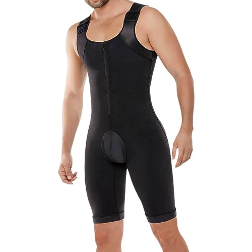 GOYMFK Männer Shapewear Verstecken Sie Bauch Kontrolle Reißverschluss Offene Büste Kompression Schlankheits-Bauch Ganzkörper-Shaper (Color : Black, Size : 4XL) von GOYMFK