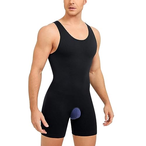 GOYMFK Men's Shapewear Bodysuit Tummy Control Full Body Shaper Seamless Compression Slimming Suit Breathable Tank Top (Color : Black, Size : M) von GOYMFK