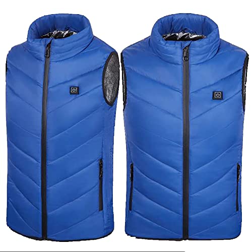 GOZYLA Elektrische beheizte Winterjacke for Kinder, USB-beheizte Kinderjacke, intelligenter beheizter Mantel, elektrische Körperwärmerweste, elektrische Heizweste (Color : Blue, Size : 120cm) von GOZYLA