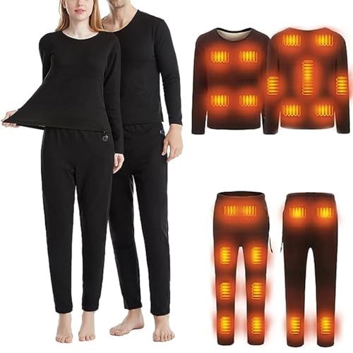 GOZYLA Herren Damen Beheizte Thermounterwäsche Set USB Damen Elektrische Thermo Lange Unterwäsche Set Schneeggings für Frauen (Color : District 22 Unisex Black, Size : XL) von GOZYLA