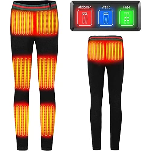 GOZYLA USB-beheizte Thermo-Unterwäsche-Hose, doppelseitig beheizte Innenhose 8 Heizzonen elektrische Heizung wiederaufladbare warme Hose Leggings Bottoms (Color : Black, Size : L) von GOZYLA