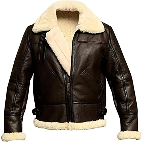 GOZYLA Winterjacke Herren Fleecejacke Übergangsjacke Winter Lederjacke Wärme Fleece Gefütterte Jacken Stehkragen Winterparka mit Taschen (Color : Beige, Size : M) von GOZYLA