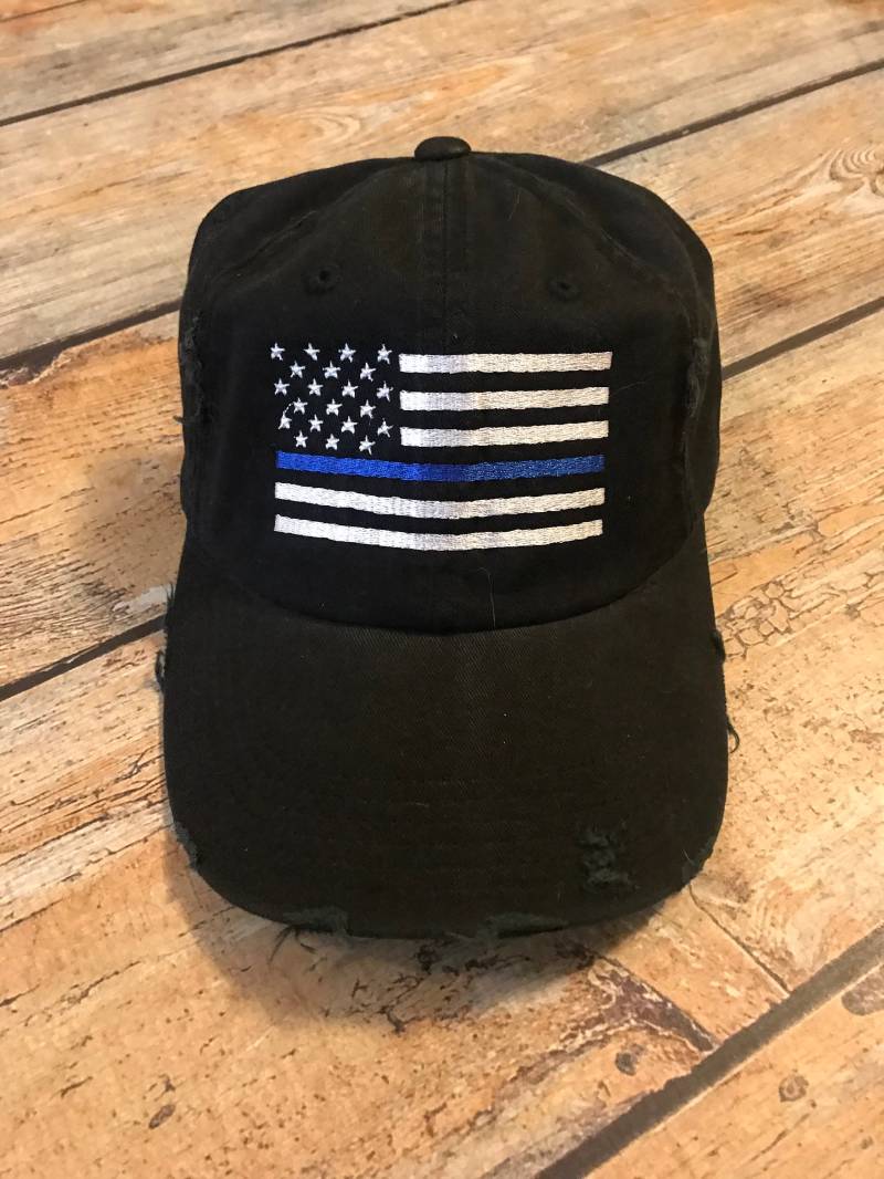 Dünne Blaue Linie Flagge Gestickte Hüte, Personalisierte Polizei Hut, Ersthelfer Geschenk, Support Frau Hut von GOalphabetsoup