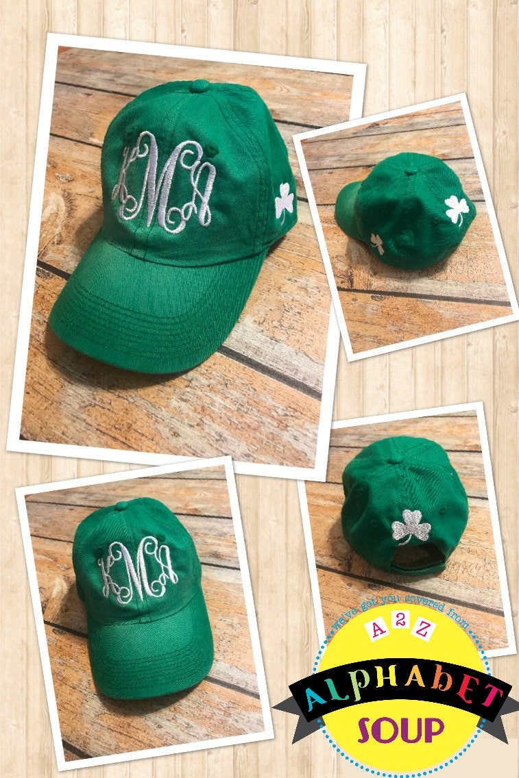 Personalisierter St. Pats Hut, Monogrammierter Hut Mit Kleeblättern, Grüner Monogramm, Glückshut, Kleeblatt Irisch von GOalphabetsoup