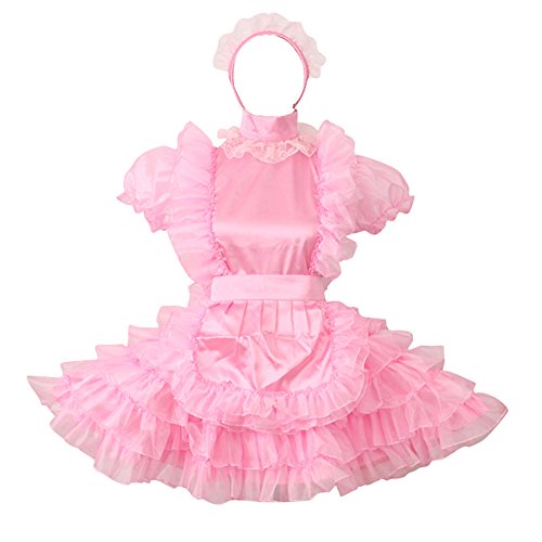GOceBaby Abschließbar Sissi Dienstmädchen Rosa Satén Organza Kleid Uniform (XXL) von GOceBaby