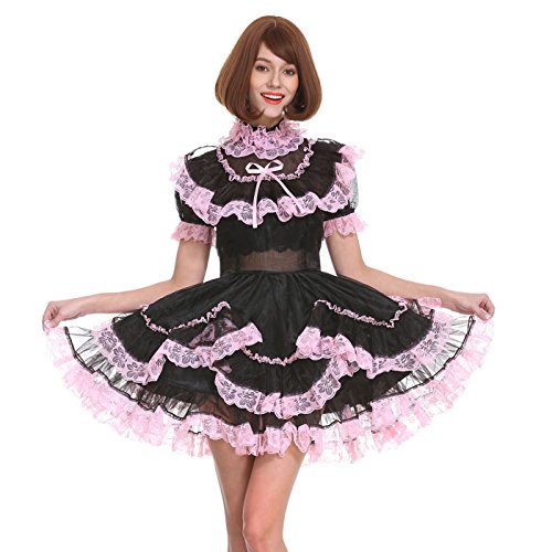 GOceBaby Sissy Mädchen Dienstmädchen Schwarz Organza Abschließbar Durchschauen Kleid Uniform Crossdress (M) von GOceBaby