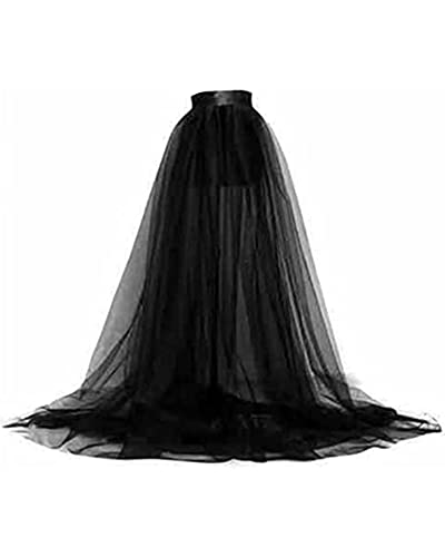 GPLOPEEY Lange Tutu-Röcke aus Tüll für Damen Bandage-Überrock für Hochzeit, Party, Cocktail, Abschlussball Y2k-Mesh-Kleid mit hoher Taille (01 Black, One Size) von GPLOPEEY