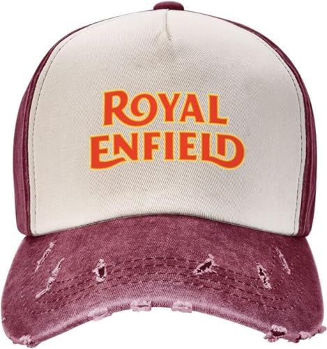GPMZZMIX Baseballkappe Hiphop Sonnenhut Klassische Royal-Enfields-Motorradrennen-Baseballkappe Distressed-Baumwolle Snapback-Hut Motor Outdoor-Workouts Geschenk Kappen Hut Geschenk von GPMZZMIX